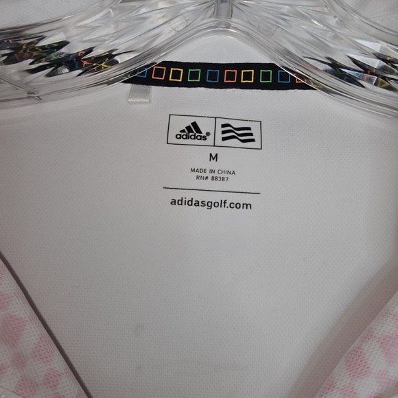 ADIDAS Golf Polo Shirt Size M White and Neon/Pink Men - Picture 5 of 9